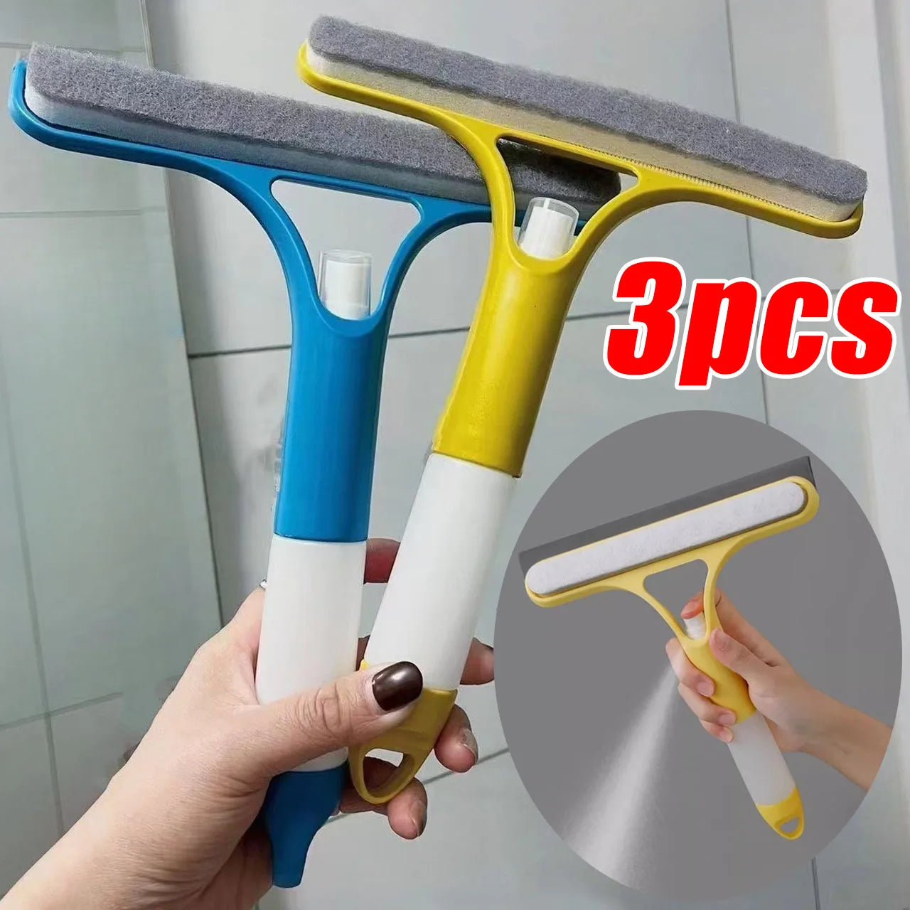 3 in 1 Car Scraper Window Cleaning Wiper Muitifunctional Glass Brush Silicone Squeegee for Car Household Cleaning Tools